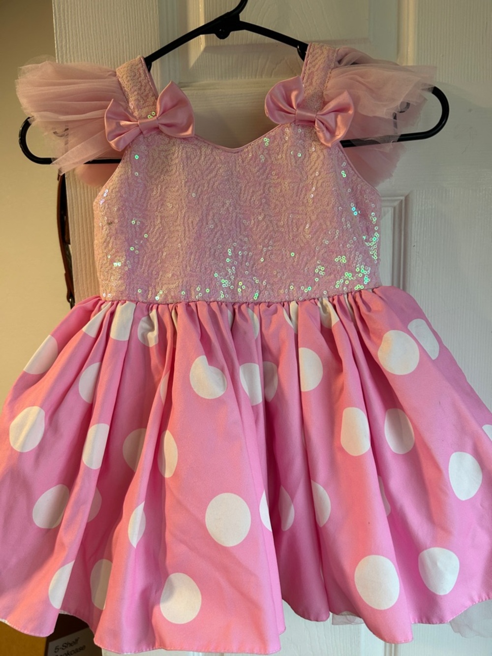 Girls Pink Polka Dot Tutu Dress with Sequin Bodice